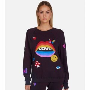 Lauren Moshi Anela Sweatshirt Love Collage Onyx